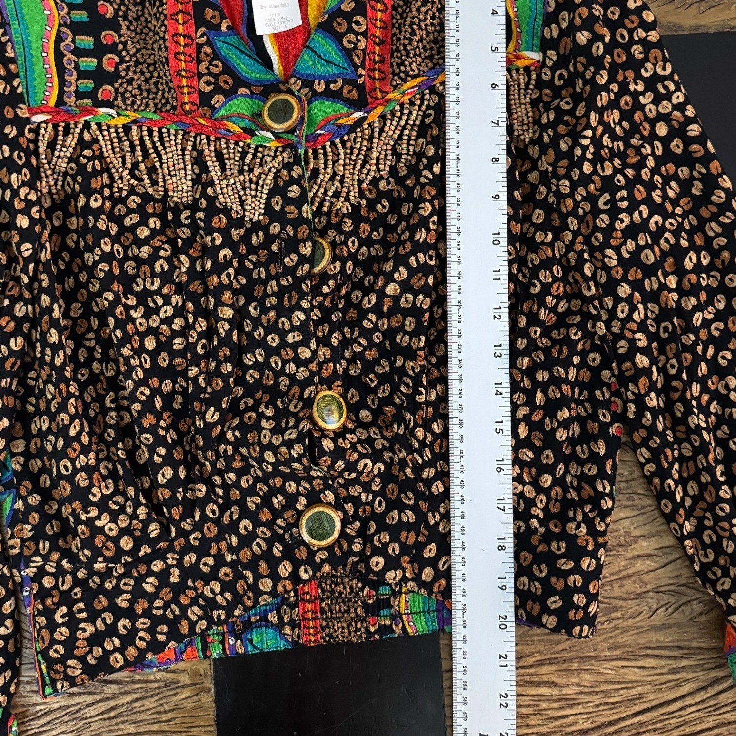Carole Little Petites Vintage 90s Beaded Leopard Tropical Rayon Gauze Jacket 6