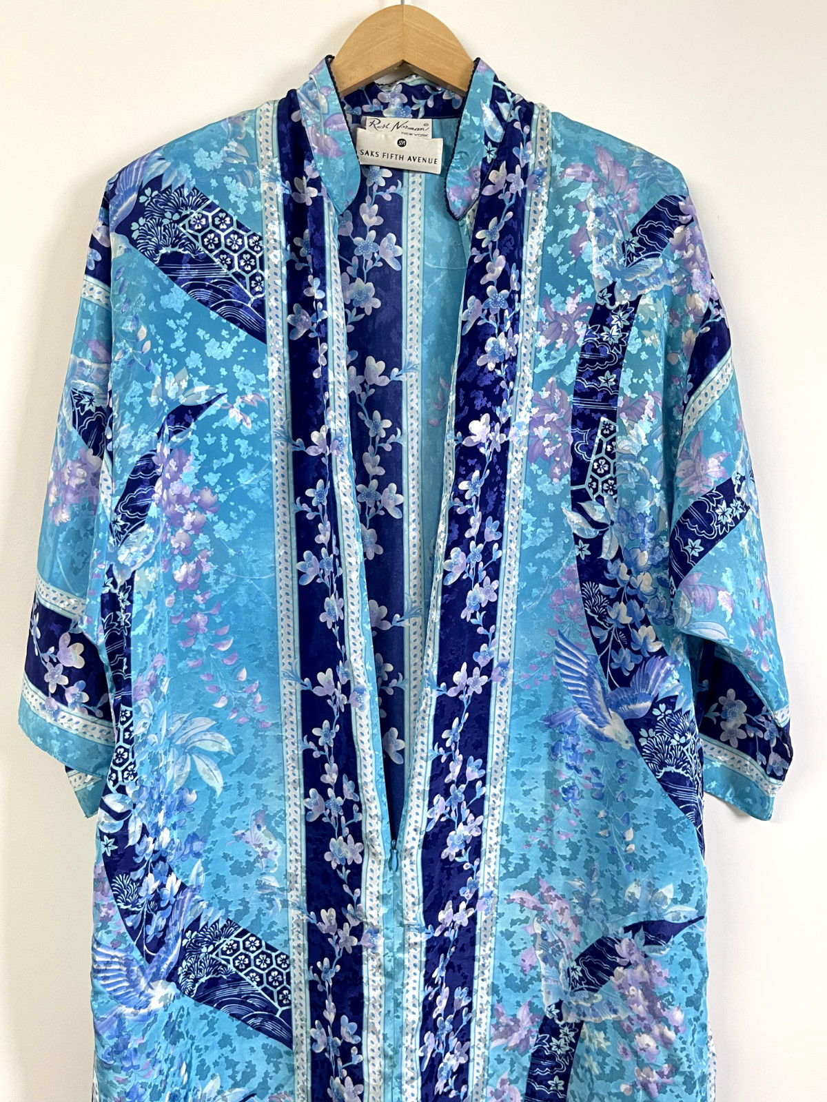Vintage Ruth Norman Saks Fifth Avenue Caftan Maxi Dress Robe Purple Blue Size S