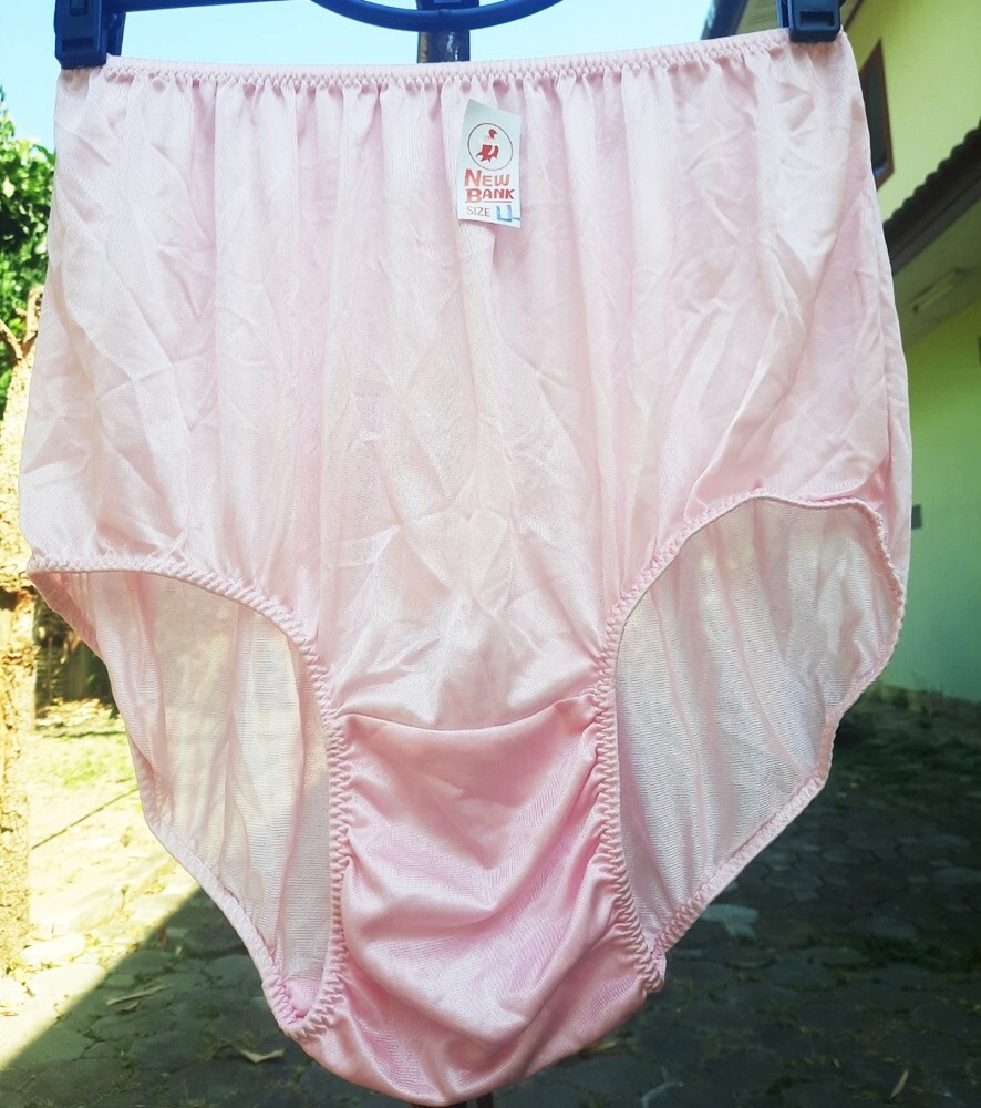 Pink Vintage Panties Sheer Sissy Lace Granny Brief Nylon Brief Hip 40″- 46″