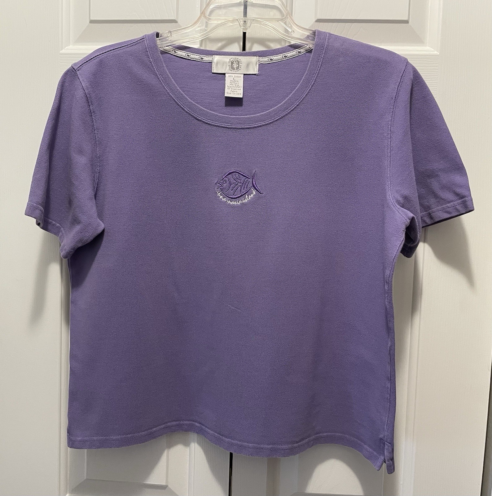 VTG Womens Anna Maria Island, FL Short Sleeve Purple 100% Cotton Made USA L