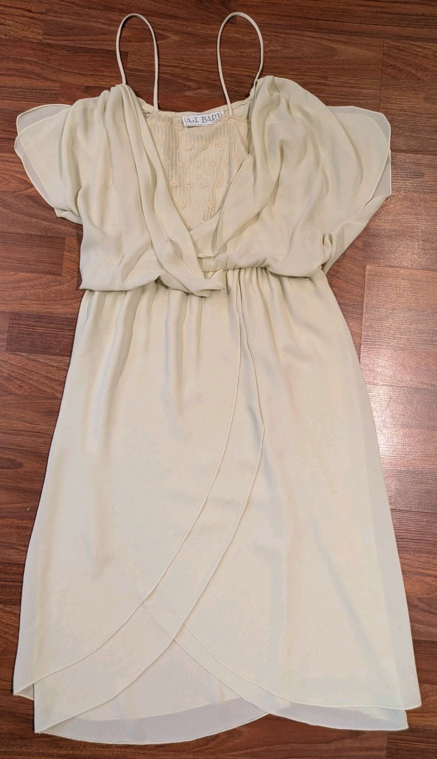 Vintage A.J. Bari Ivory Chiffon Dress S ILGWU Union Made USA Draped Midi
