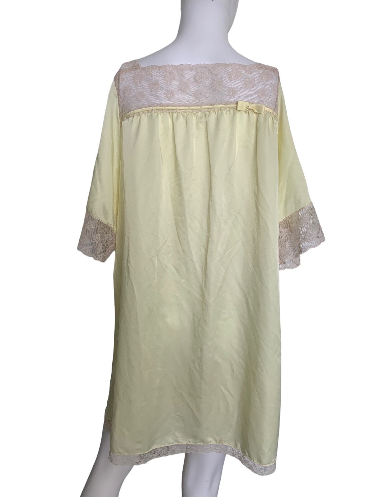 Vintage Corhan Noumair Small Yellow nightgown Nylon Lace Negligee Cottage Core