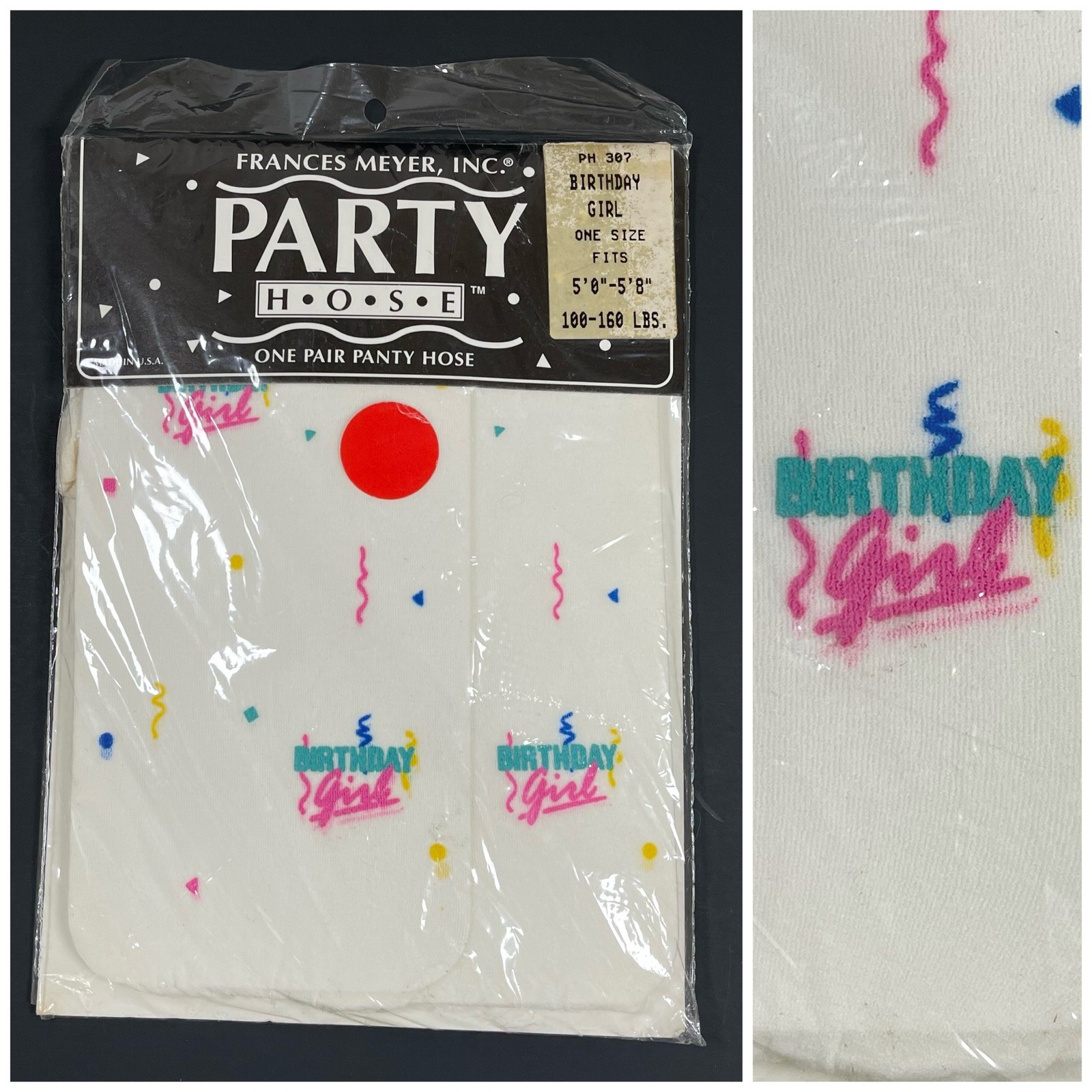 Frances Meyer Party Hose Birthday Girl Womens OS White Confetti Vintage Tights