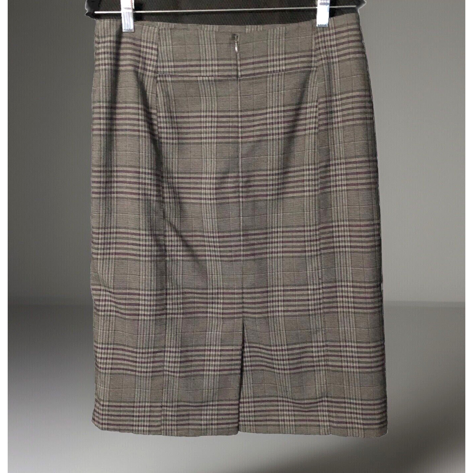 Metro Style Skirt Womens 10Tall Grey Purple Plaid Back Zip Vintage New York