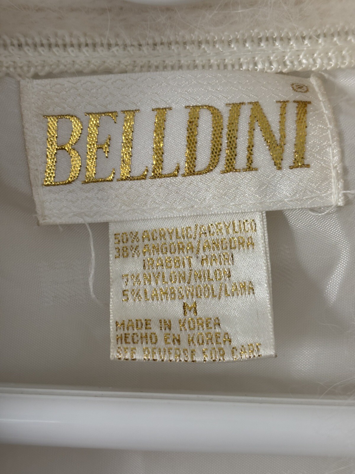 Vintage Belldini White Angora Sweater Coat Size M