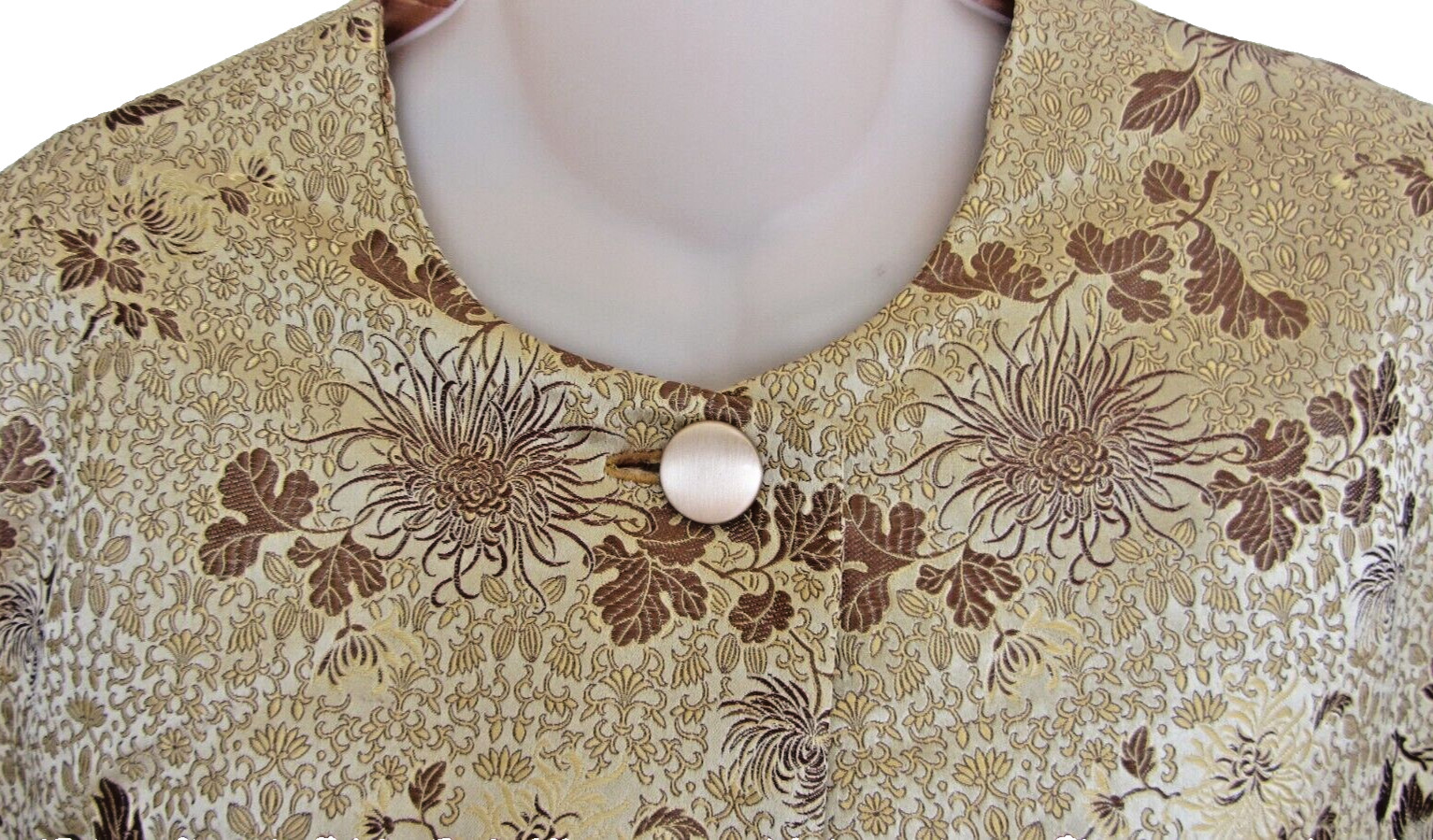 Vintage Plus Size Circa 1950s-1960s Golden Oriental Dress & Bolero Jacket