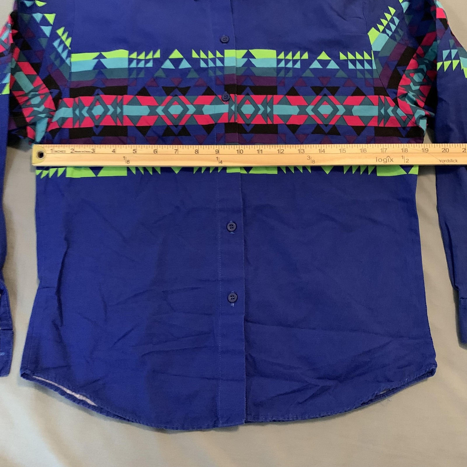 Vintage Roper Shirt Woman’s Small Blue Aztec Western Button Down Made USA 90s