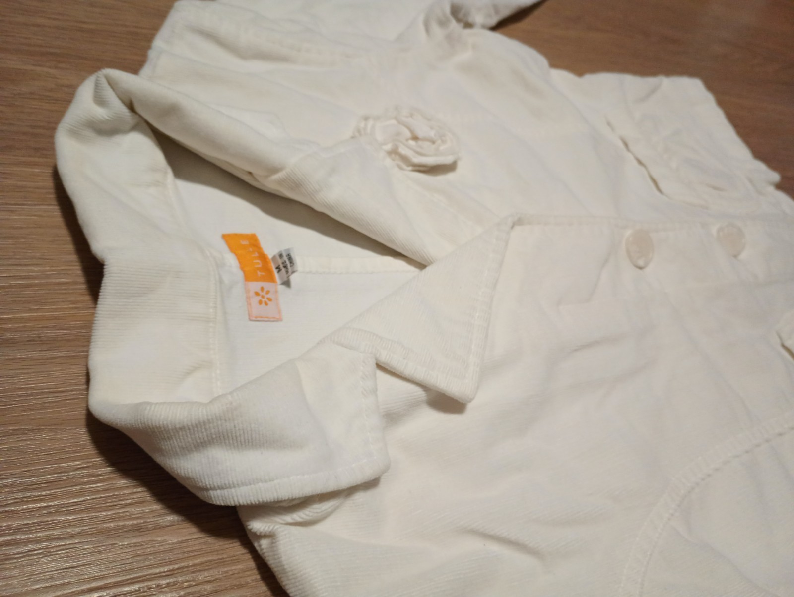 Vtg 90s TULLE Soft Stretch Ramie Cotton White Corduroy Blazer Jacket career M