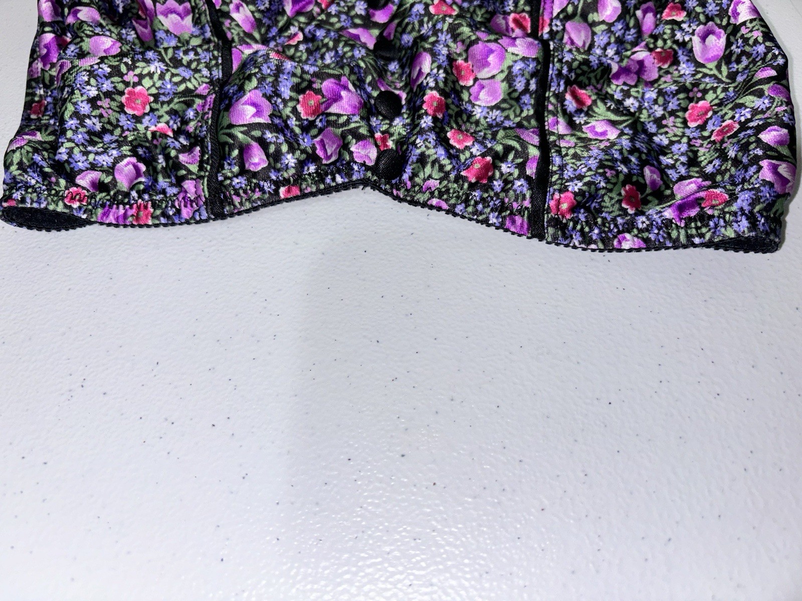 Vtg 80’s Delicates Shiny Floral Print Balconette Bustier Longline Bra SZ 32B