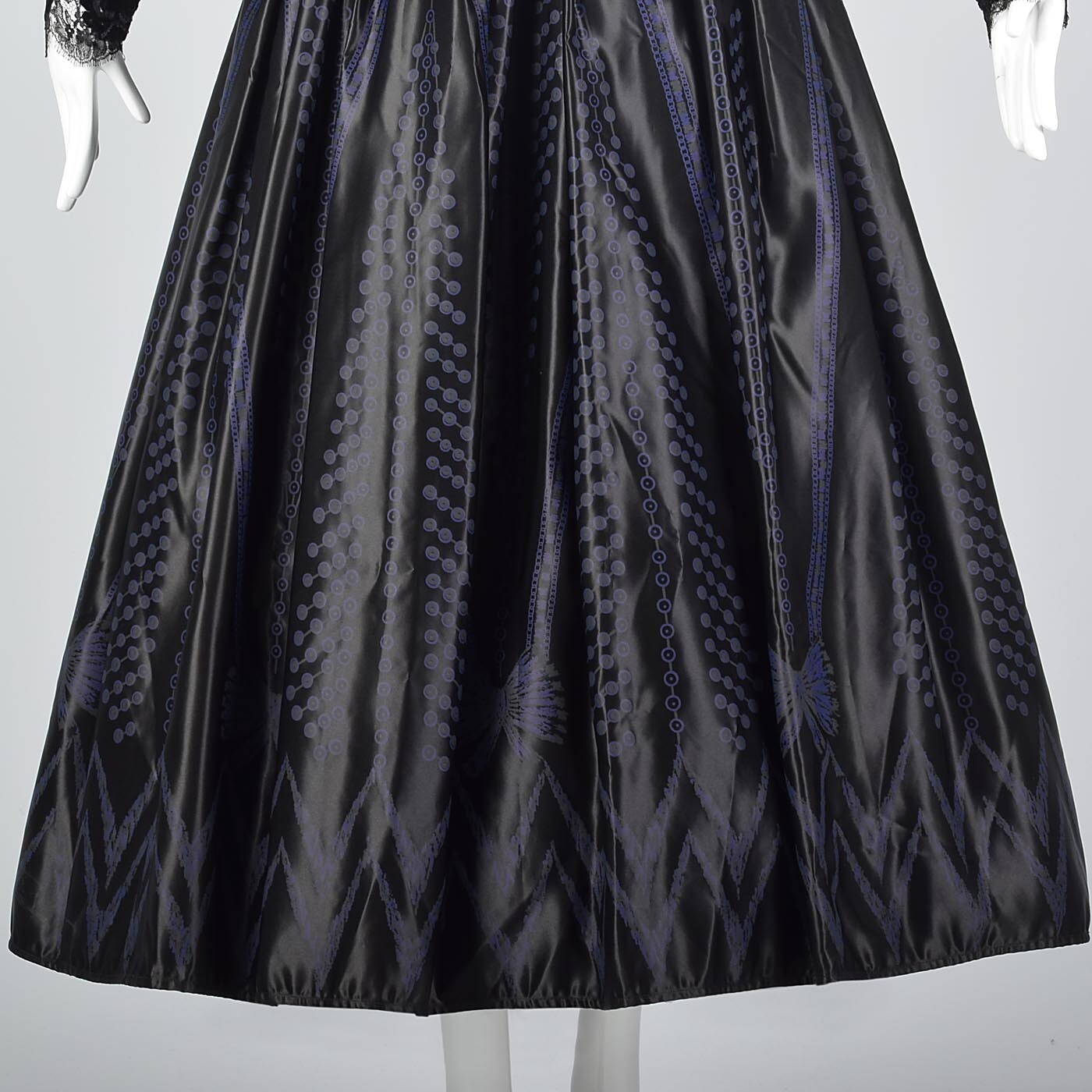 M Vintage 1980s 80s Zandra Rhodes Designer Black Formal Evening Gown Maxi Dress