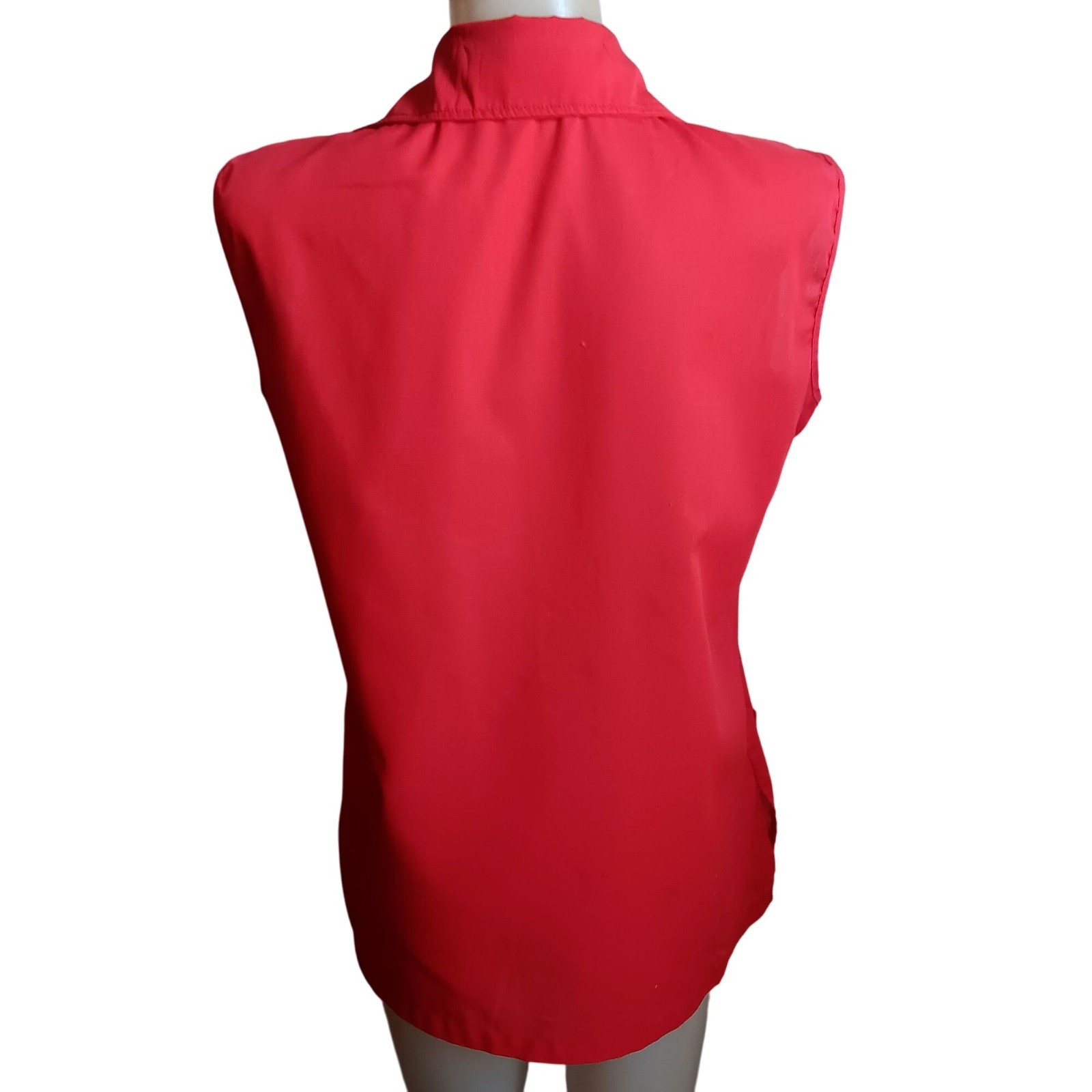 Large Vintage Chore Blouse 70’s Sleeveless Women’s Red Button-Up Frock Laura Mae