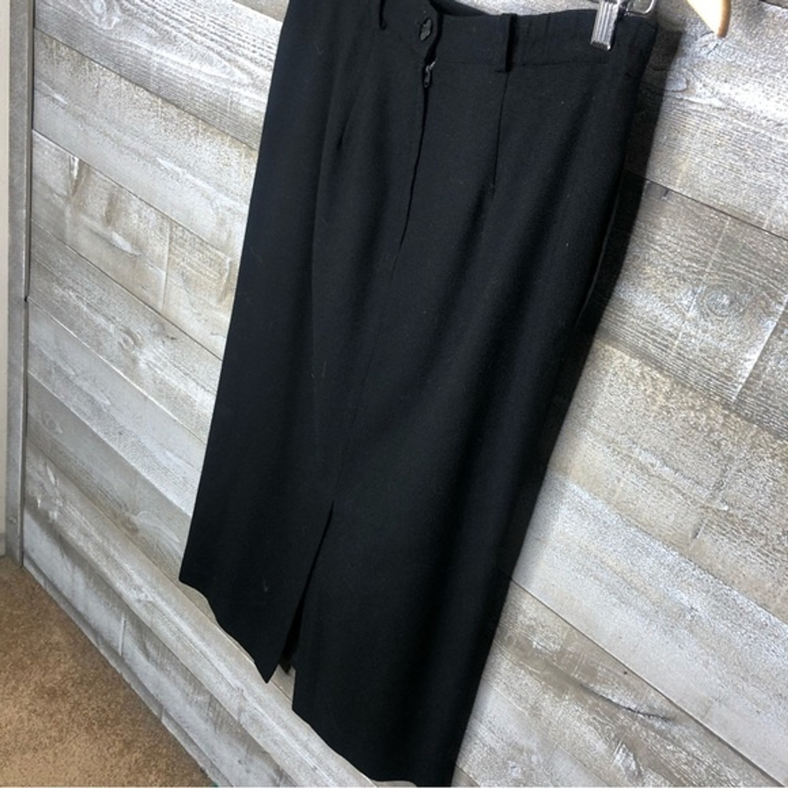 Talbots size 8 100% worsted wool straight a line black pencil dress skirt