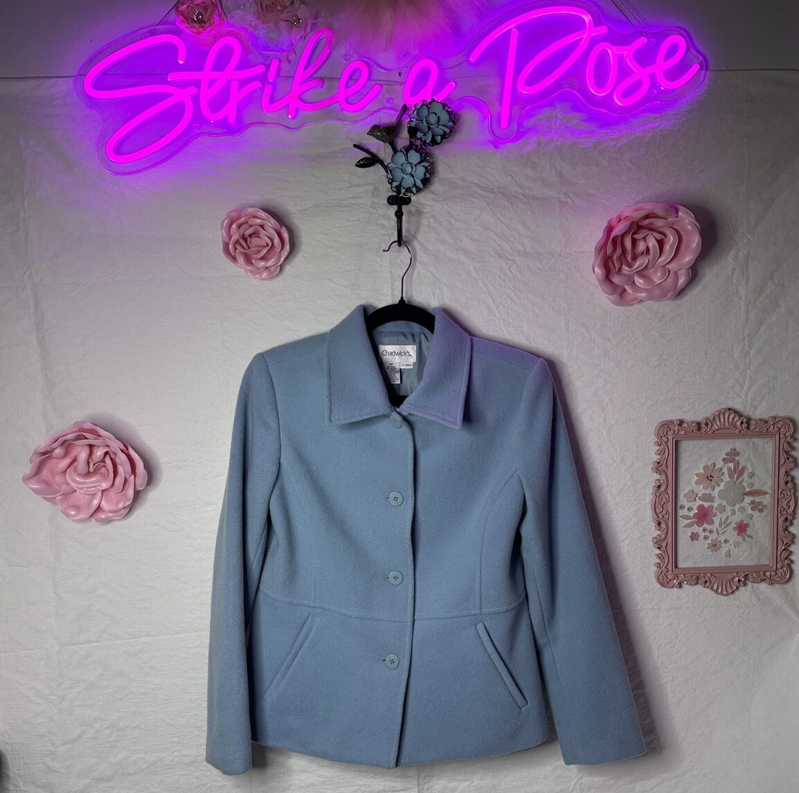 VINTAGE CHADWICKS WOOL COAT BABY BLUE