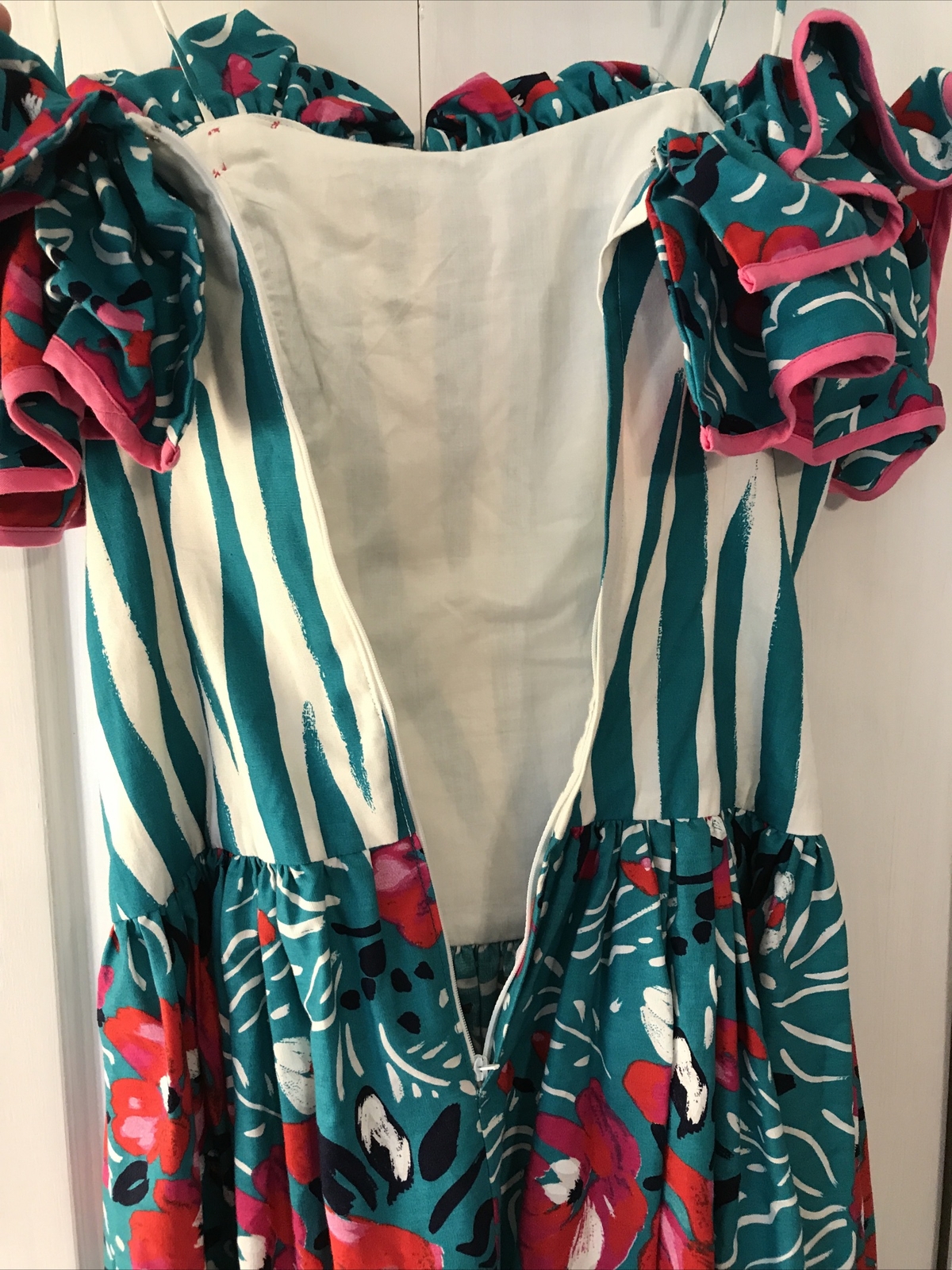 VINTAGE DEBORAH BOUTIQUE 80’s Size 6 Floral Dress Party Flamingo Salsa Flare EUC