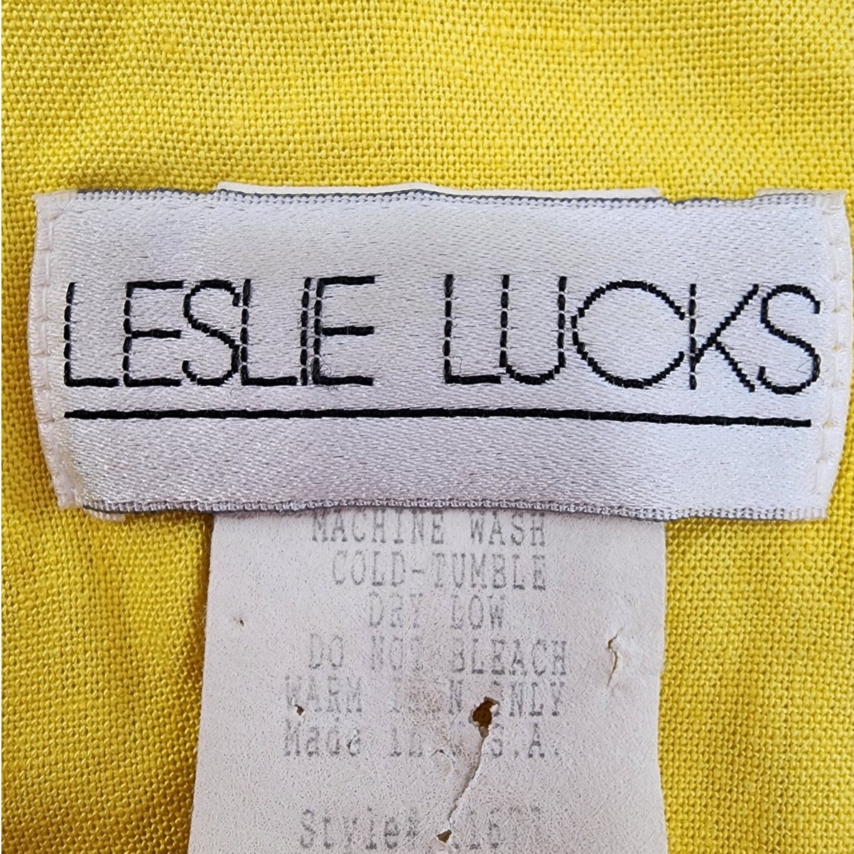 Vintage 70s Leslie Lucks Top Womens 4 Yellow Black Collarless Blazer Buttons Bow