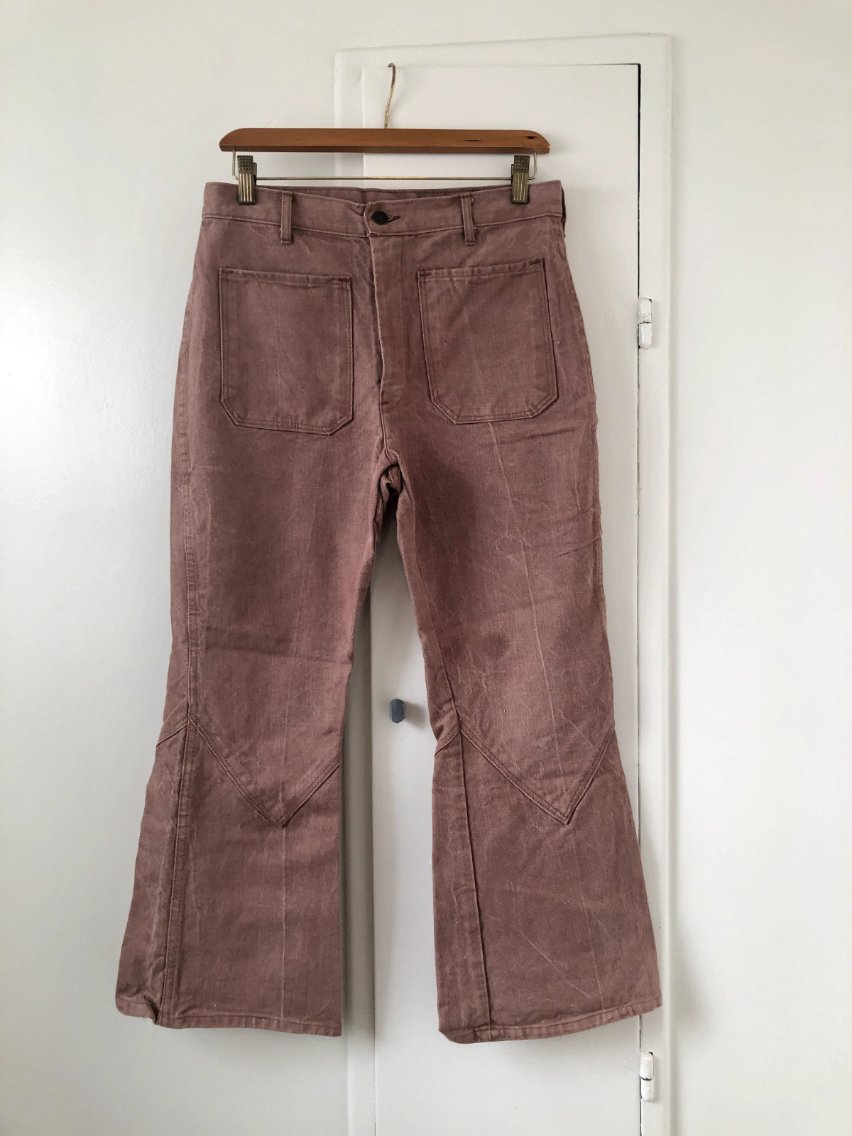 Vintage Lee Cooper Rust colored Bell Bottom Cropped Jeans with patch pockets