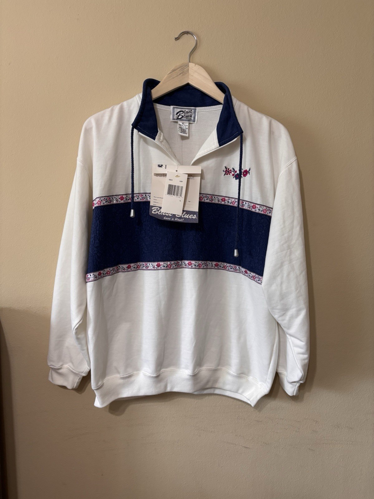 Rare Vintage Blast Blues Quarter Zip Pullover Size Large