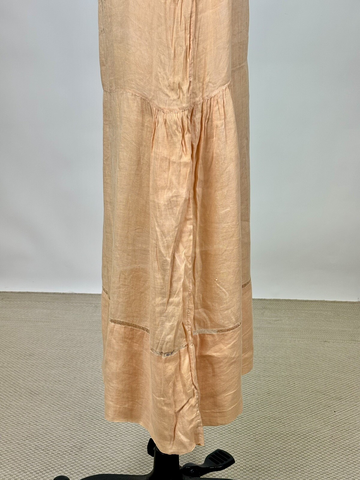 Antique 1910s 1920s Light Pink Cotton Drop Waist Shift Dress Short Sleeve AS IS