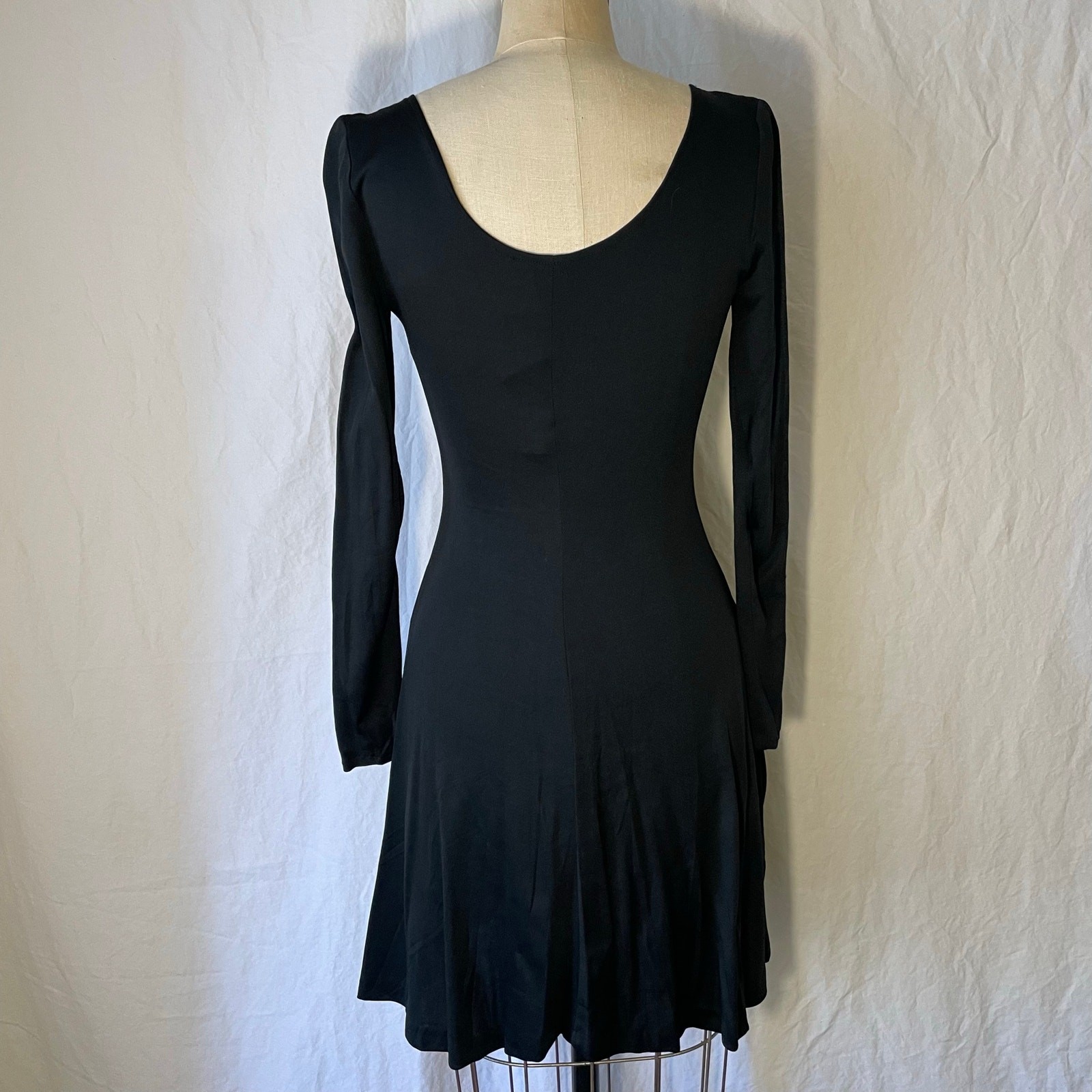 Vintage 1970s Young Edwardian by Arpeja Black Knit Dress SM