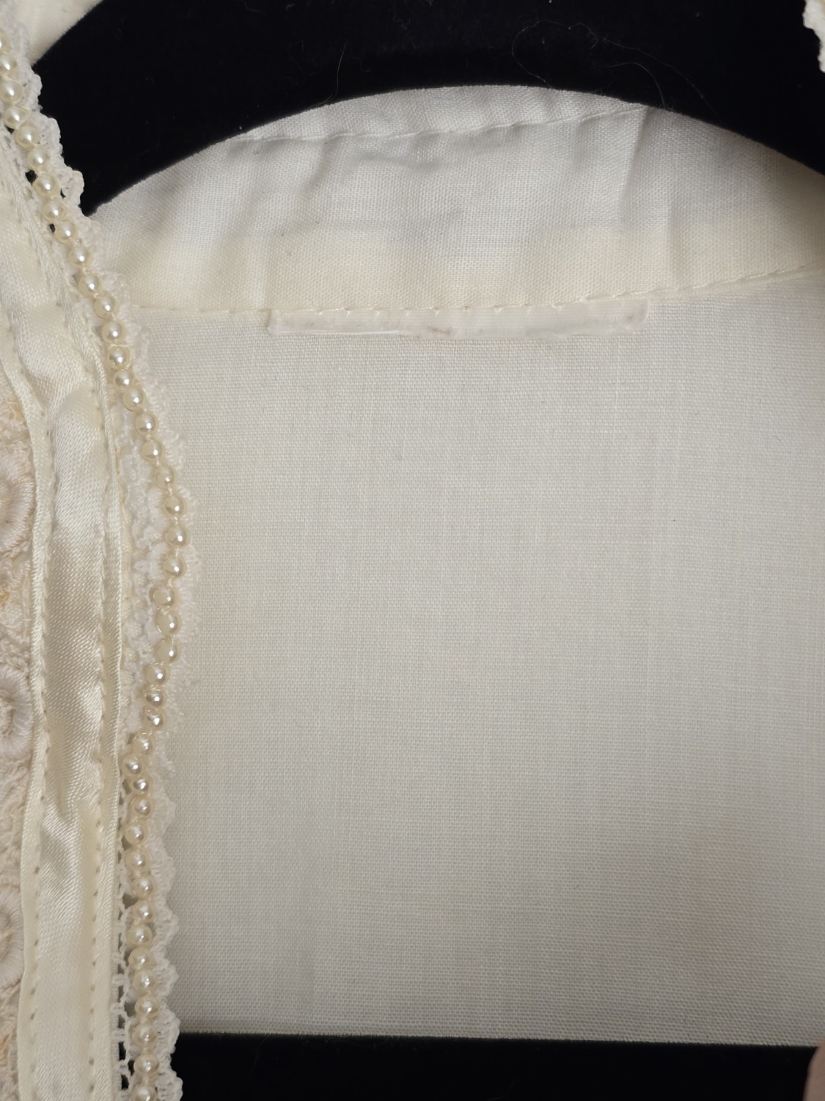Ivory Lace Victorian Style Long Sleeve Shirt with Lace Trim and Button Cuffs
