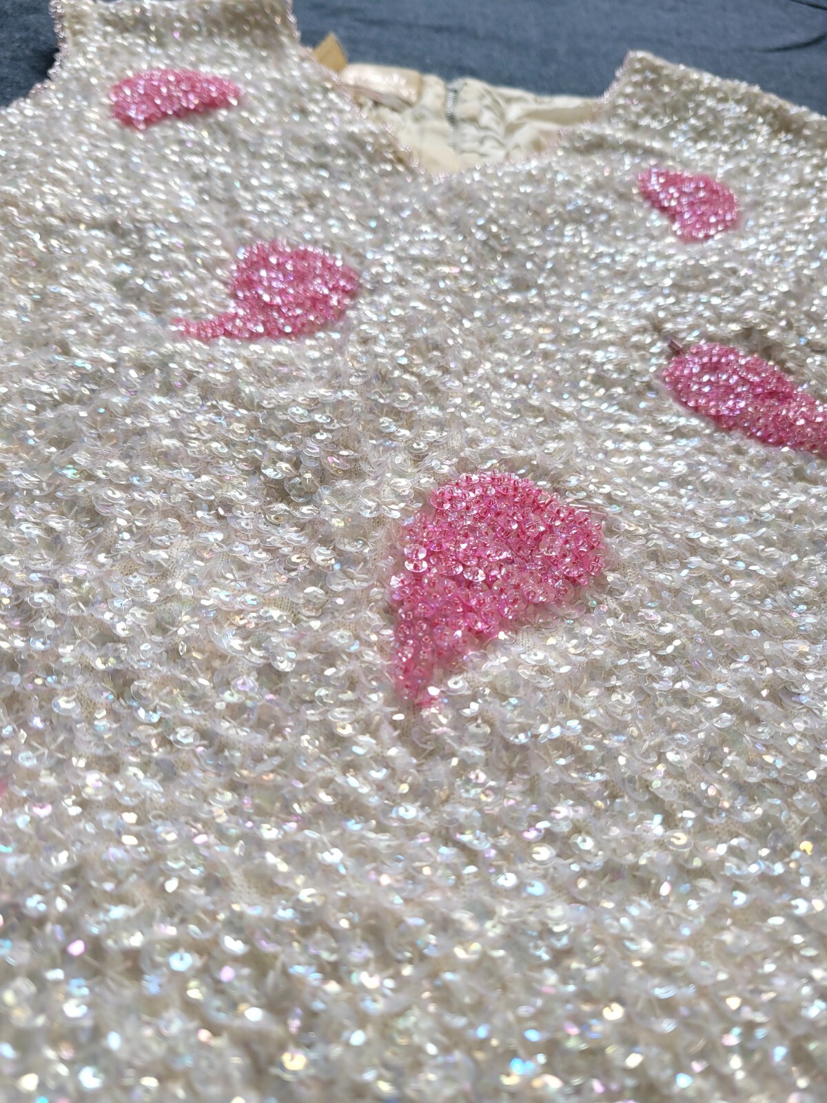 Vintage 1950s House Of Gold Beaded Wool Tank Top Blouse Pink Peppers 40 M Glam