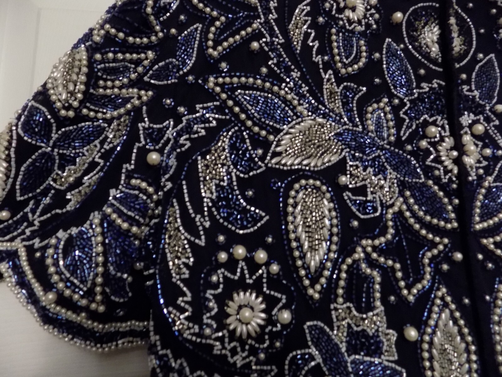 Vintage 80’s Albert Nipon Night XL 14 16 beaded silk blouse shirt organza skirt