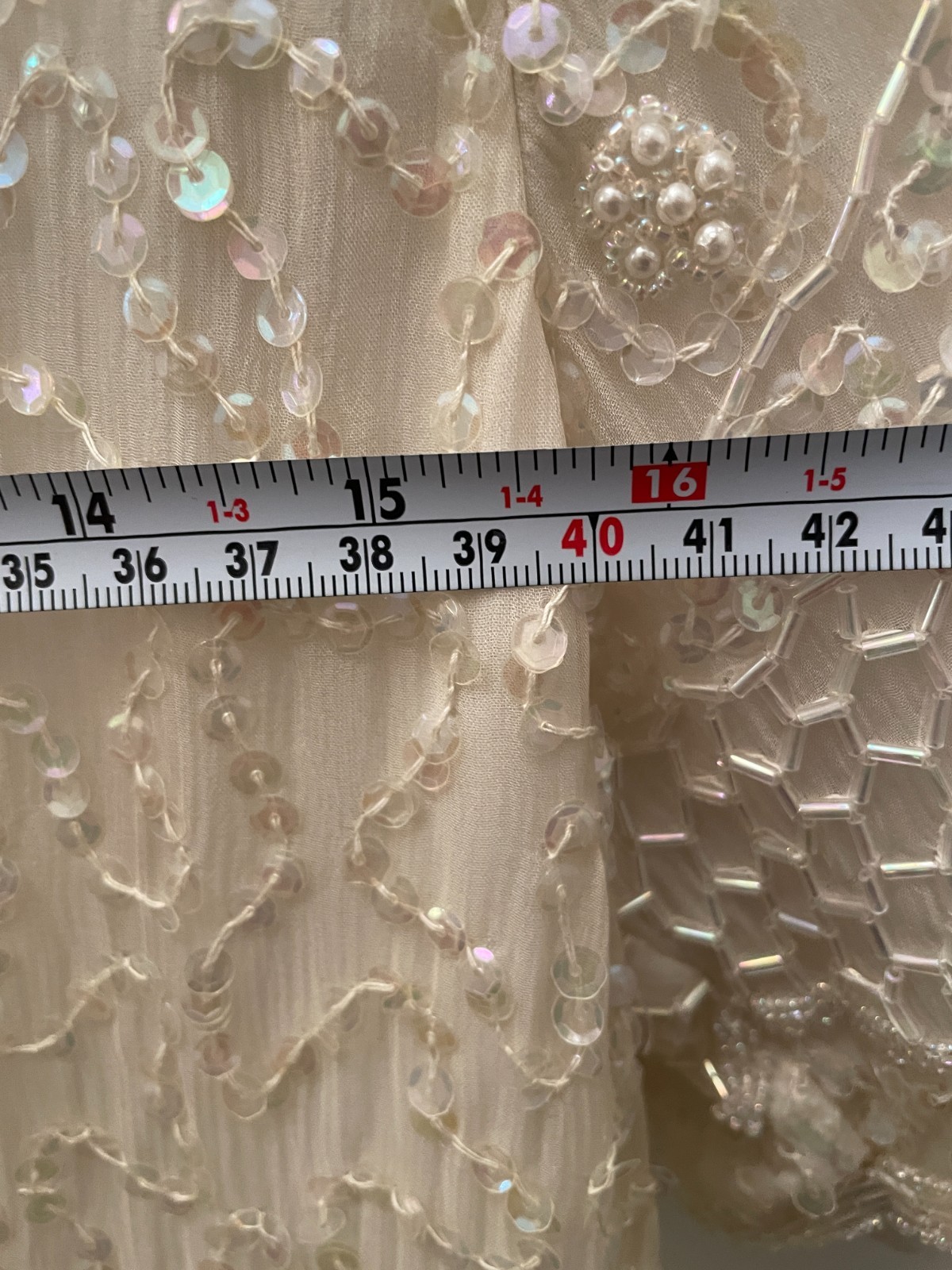 Vintage Large Brilliante by J.A. 100% Silk White Beaded dress Wedding