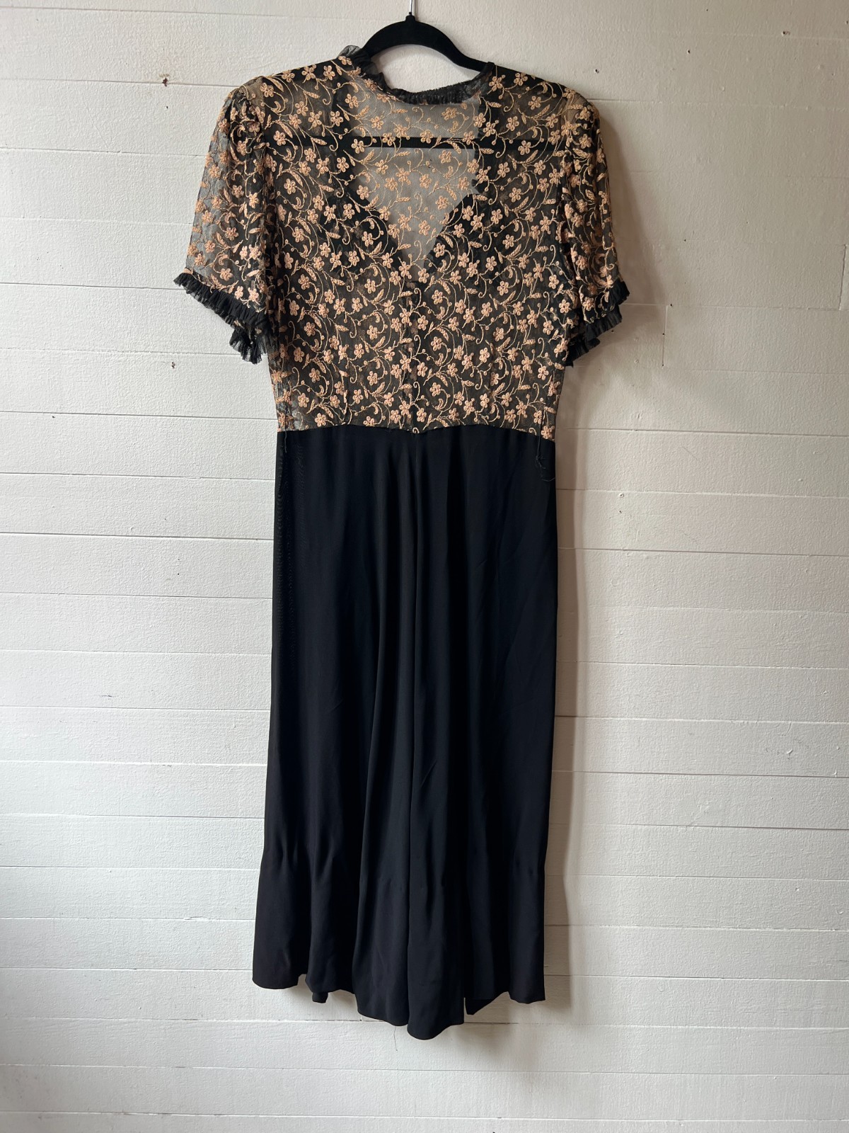 Vintage Floral Lace Top Dress 1950s – 40x30x49 – AR FL