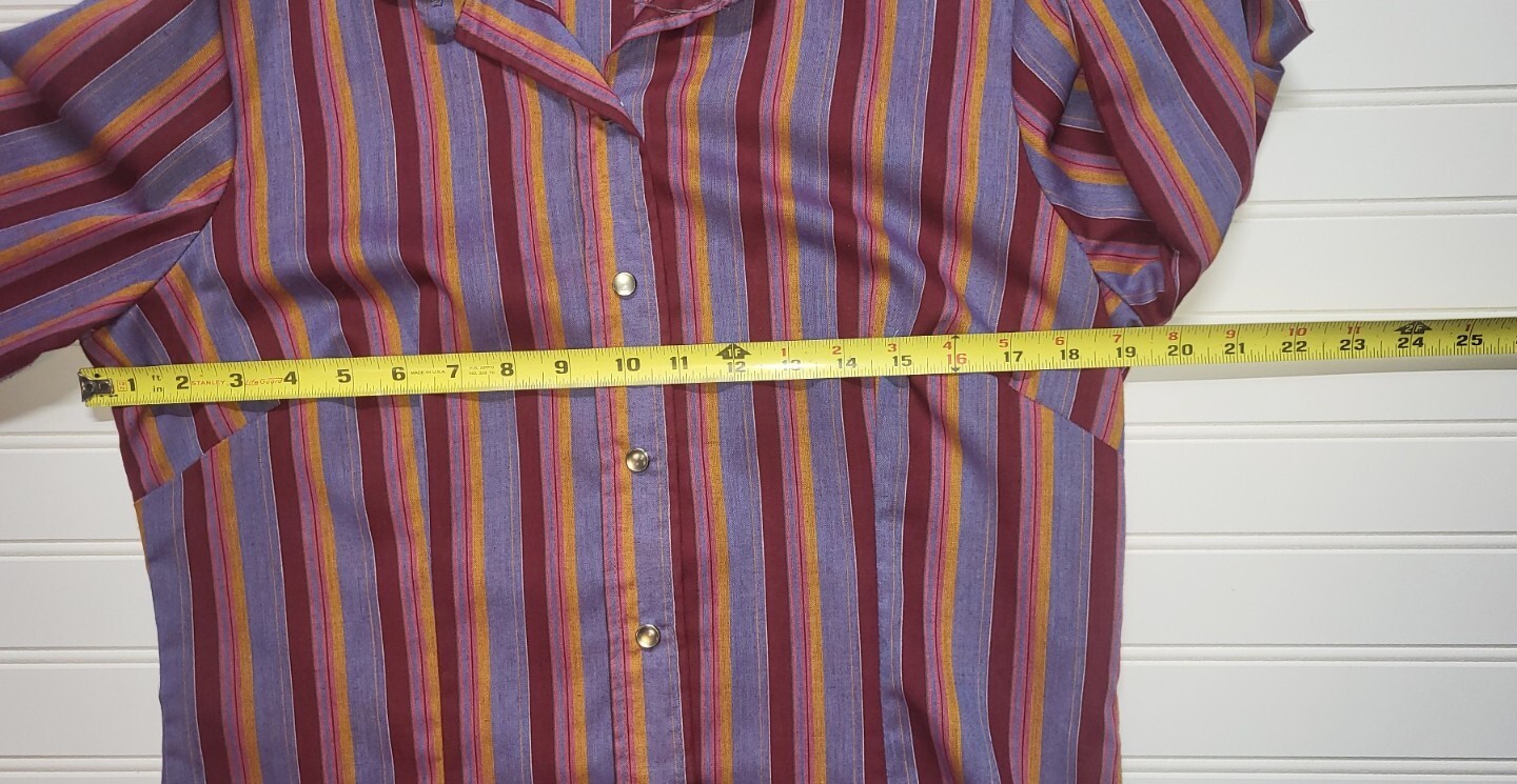 VTG 1970s H Bar C California Ranchwear Cowboy Shirt Womens Size 38 Purple Orange
