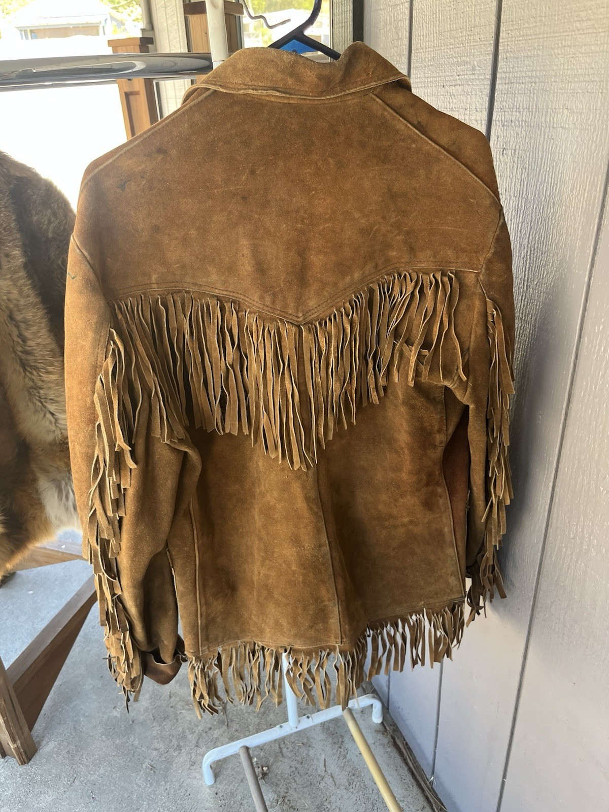 Southwestern Brown Warm Leather Suede Fringed Western Wear Cowboy Jacket Coat