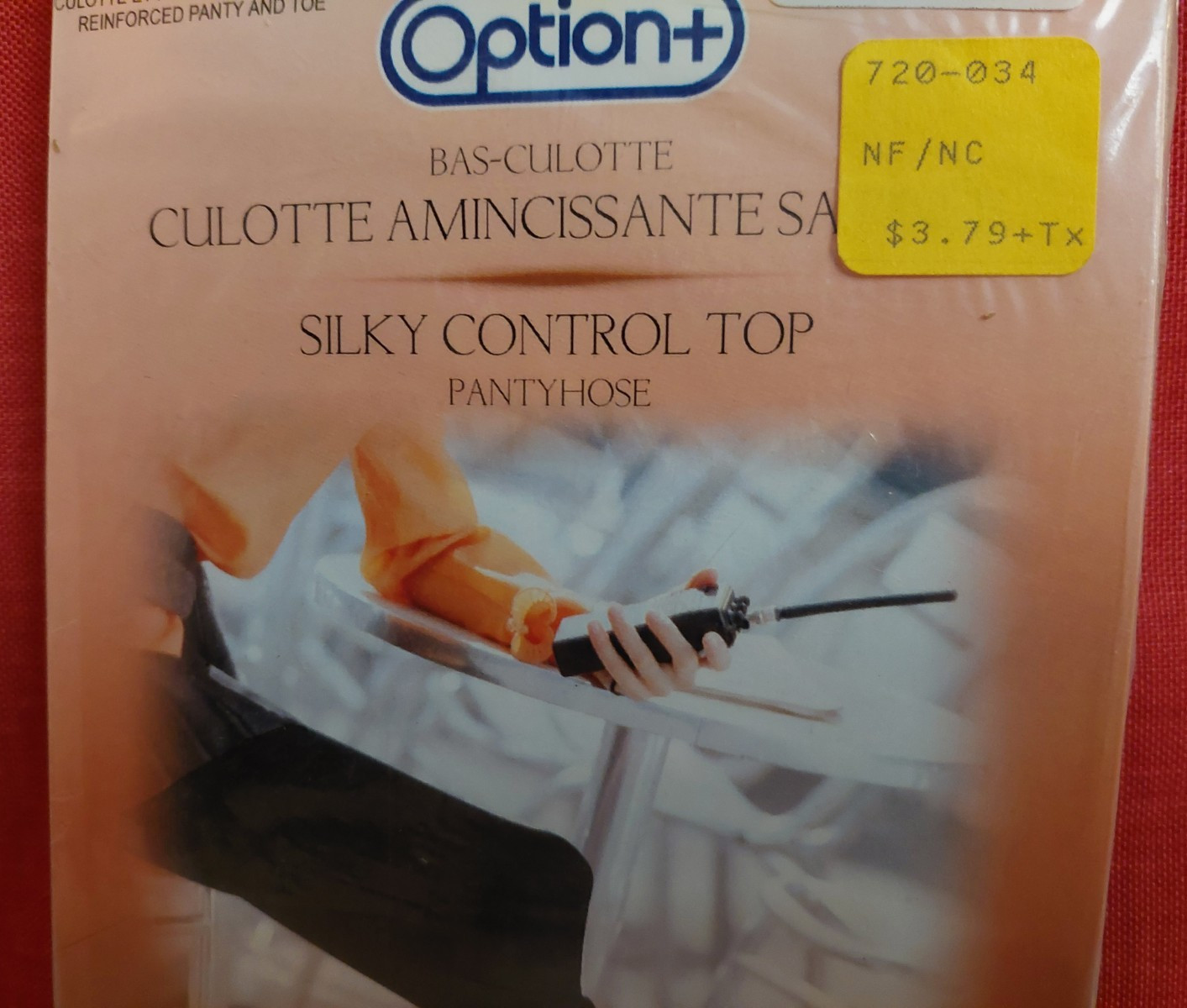 Vintage Pantyhose Option Silky Control Top Color Nude Size Tall BBN1