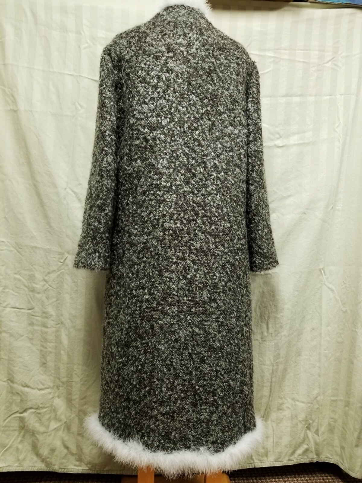 Vintage Georgina Von Etzdorf Mohair Wool Feather Duster Sweater Coat M ~ England