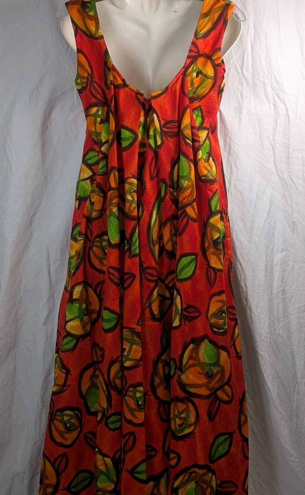 Liberty House By Kiyomi Hawaiian Maxi Dress Vintage Orange W/ Flowers, Gorgeous!