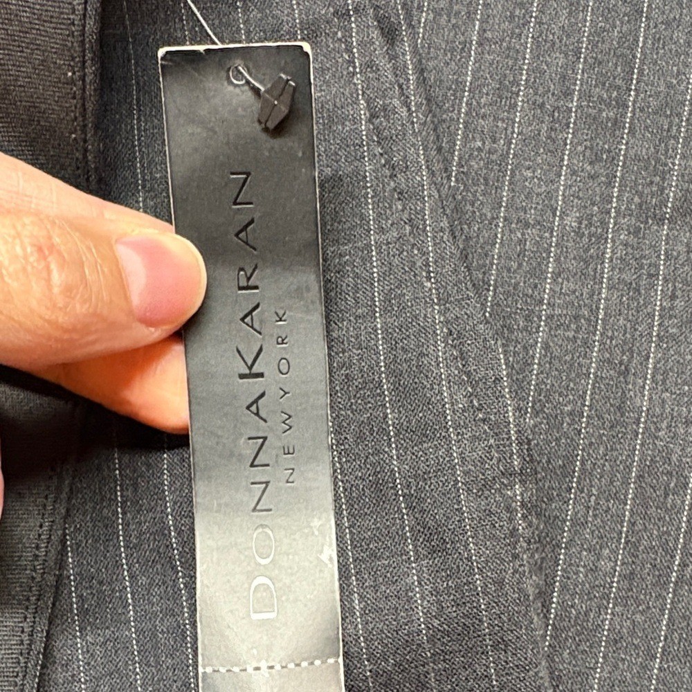 Vintage Donna Karan Trousers 12 Charcoal Grey Pinstripe Pants UNITE USA $695 NWT