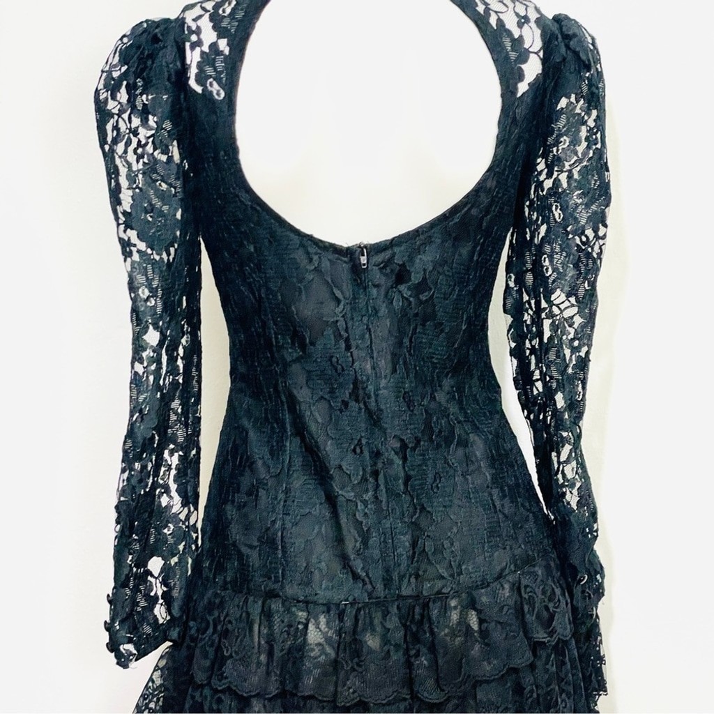 Wednesday Dresses Collections / Beene Black Lace Dress with ruffles