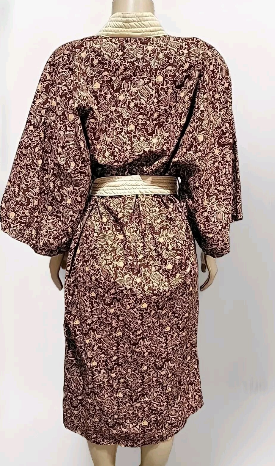 Vintage The Ritz-Carlton „BALI” Resort & Spa Belt Robe Brown Cotton Printed #01
