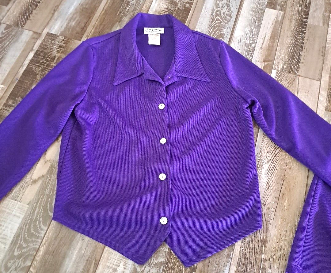 Vintage Womens California Connection Skirt Set Purple Long Sleeve Knee Length S