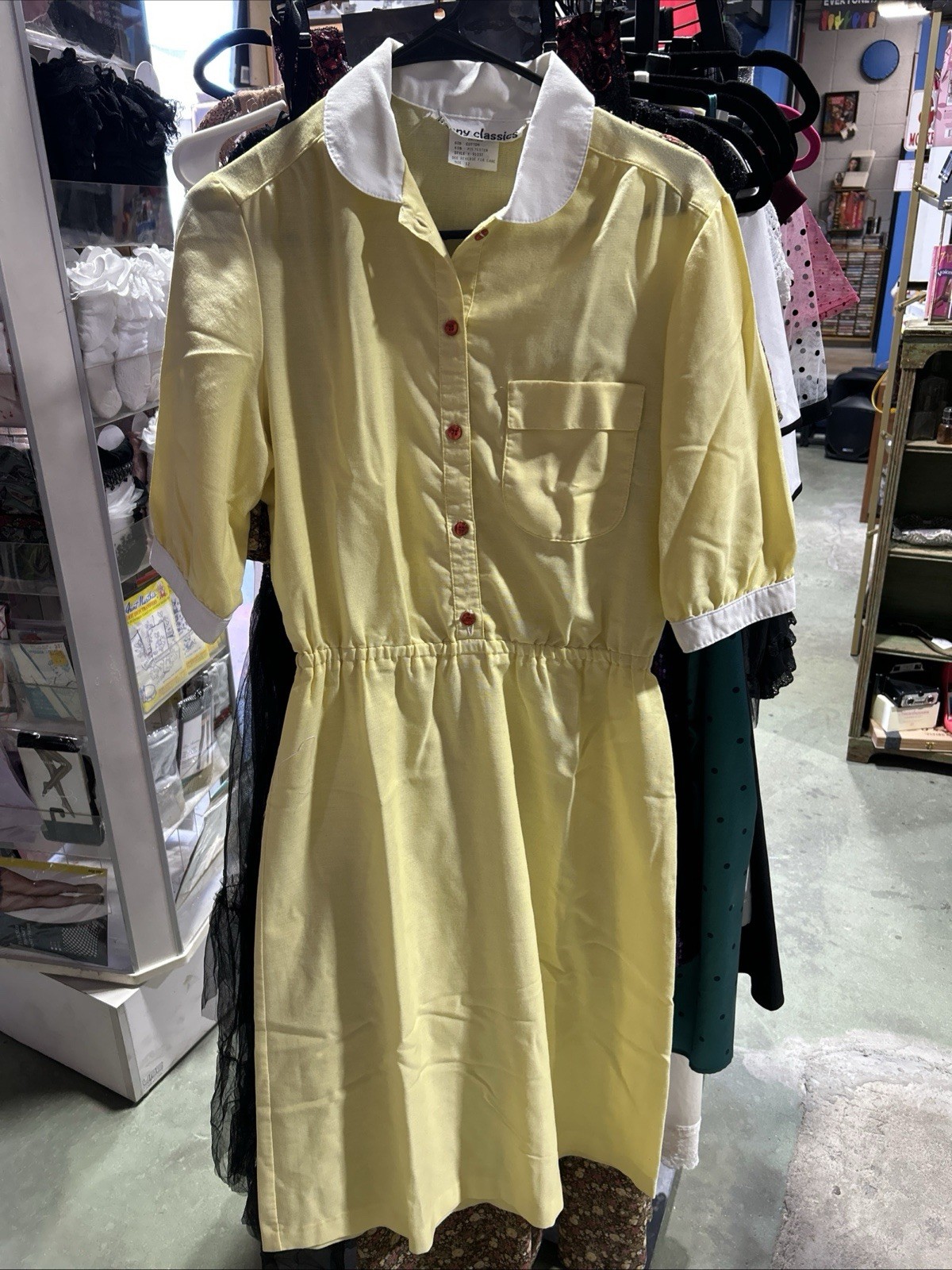 Vintage Kenny Classics Yellow Waitress Style Dress Size 12 All Original Buttons