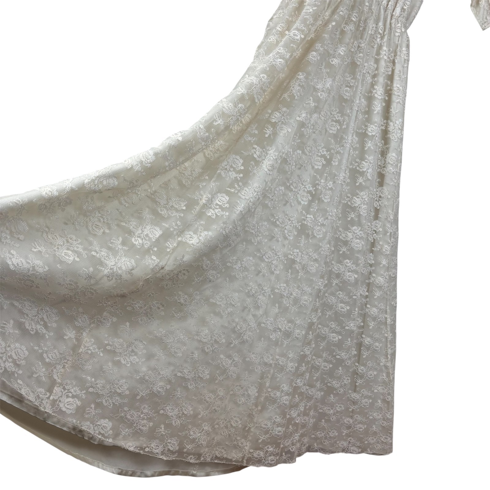 Vintage 1970s Handmade Wedding Dress Ivory Lace Edwardian Revival Cottagecore