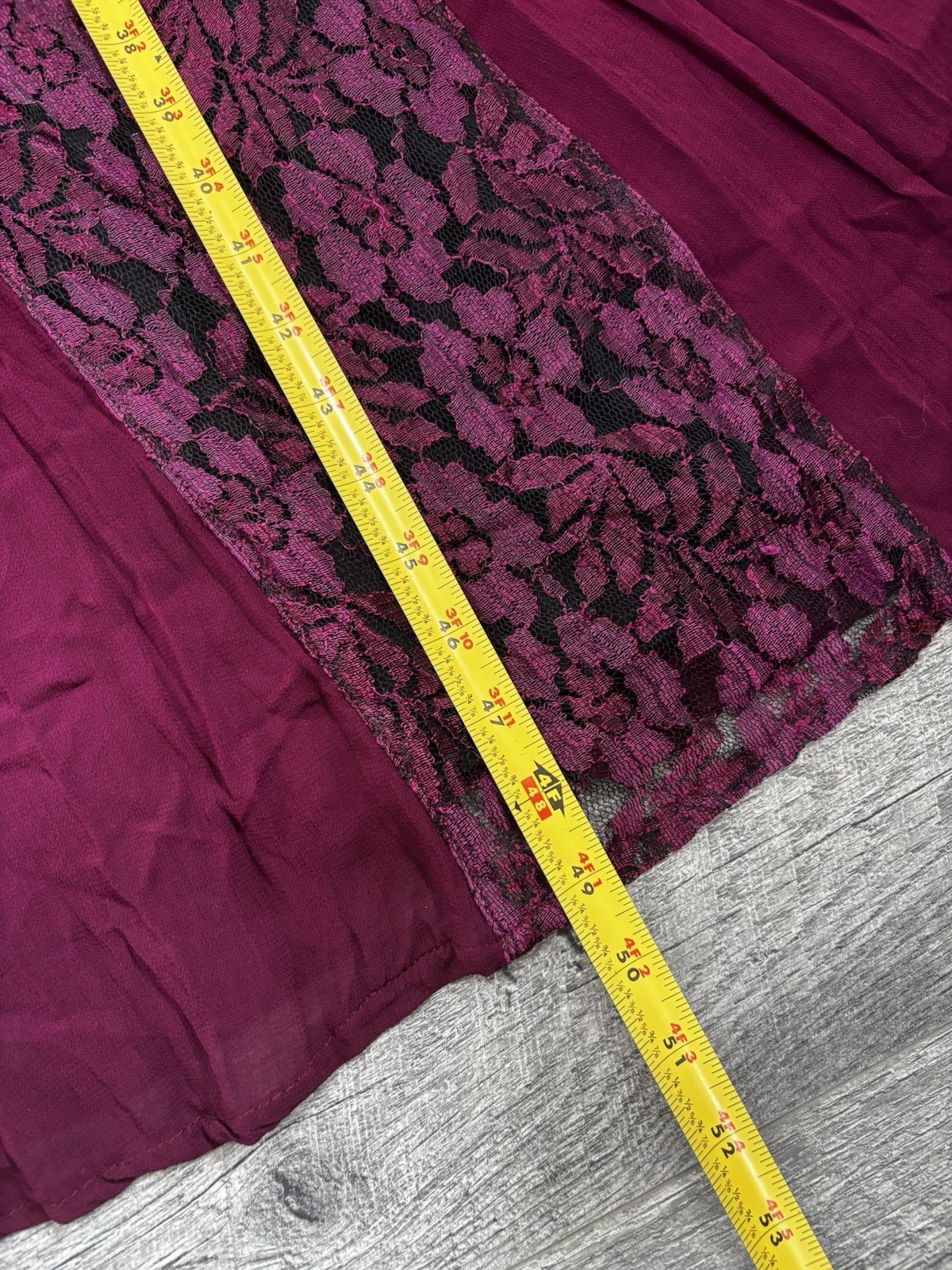 Olivia Vintage 90s Whimsigoth Lace Maxi Dress S Plum Purple Godet Flare Romantic