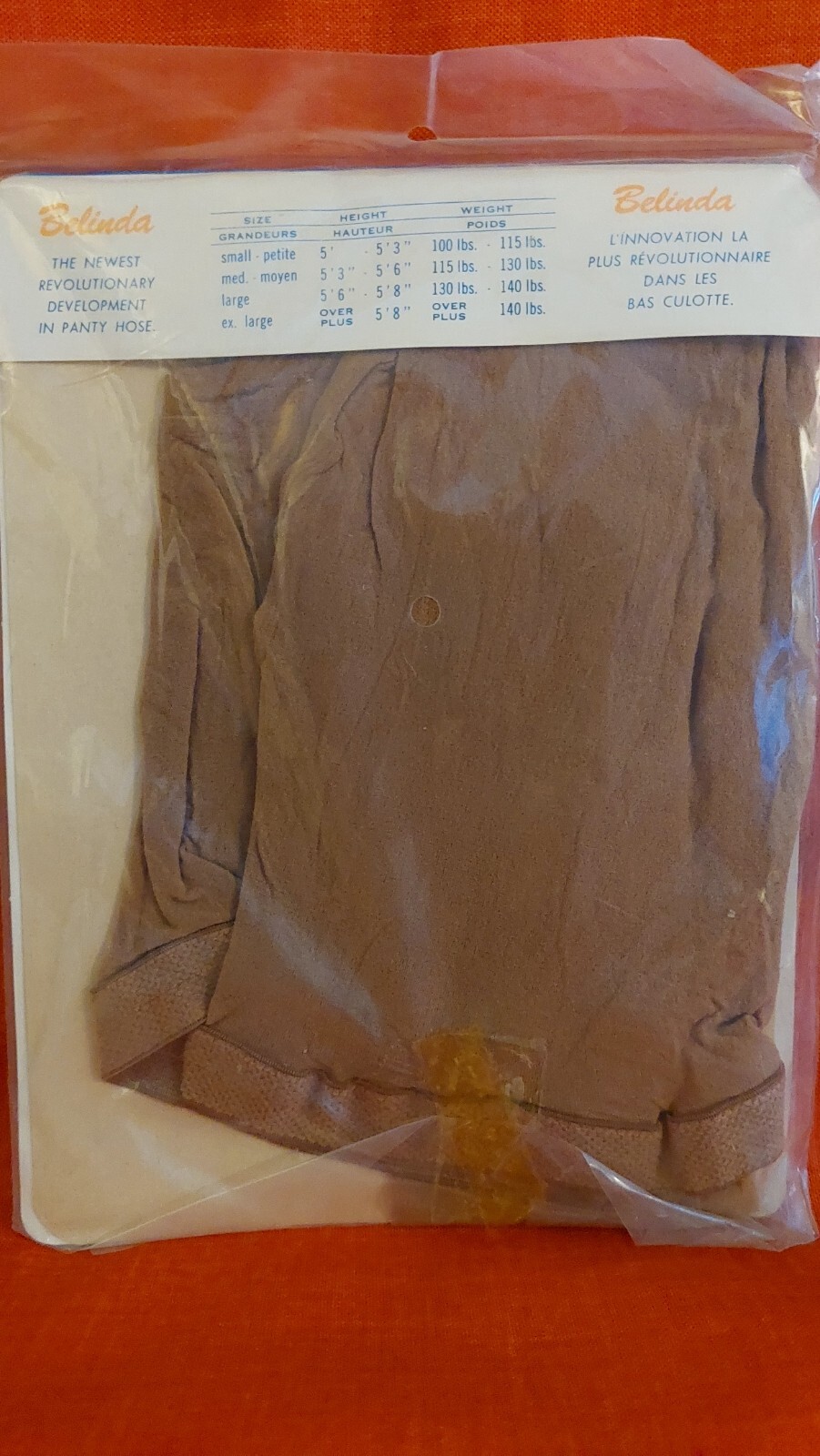 Vintage Pantyhose Very Rare Belinda Pantyhose Color Beige Size XXXL BOTW1