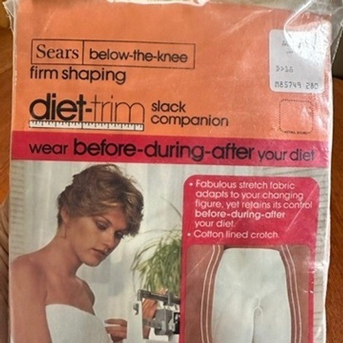 NEW Vintage Sears Diet-Trim Below-the-Knee Firm Shaping Shapewear Girdle White M