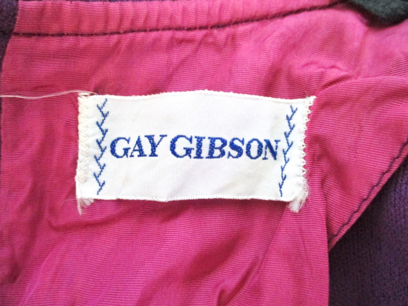 Vtg 70s Gay Gibson purple yellow red plaid poly knit hostess maxi dress bow XS/S