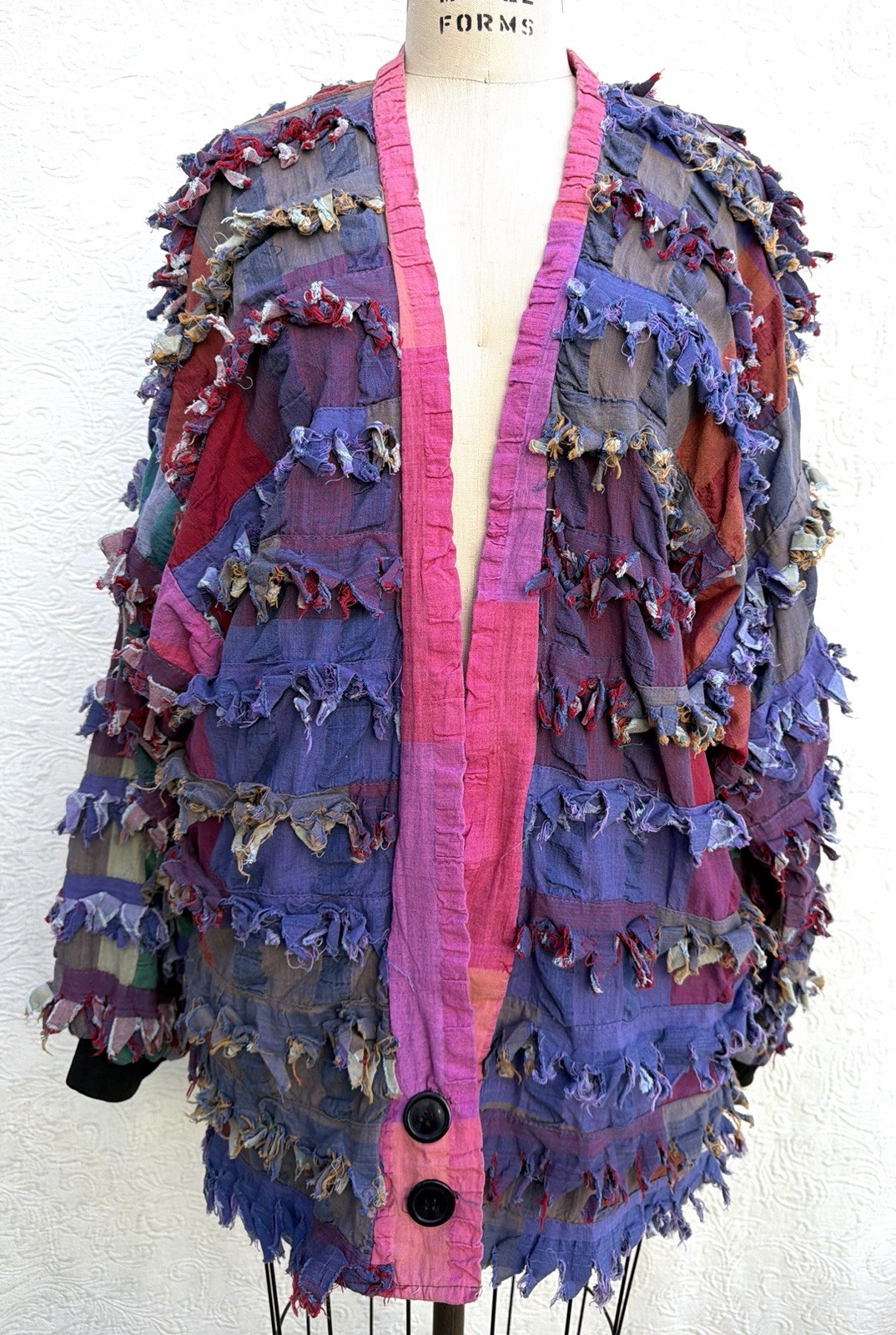 Paula Sweet Muslin Mink Purple vibrant Magenta Rose Cotton Jacket Sz LARGE