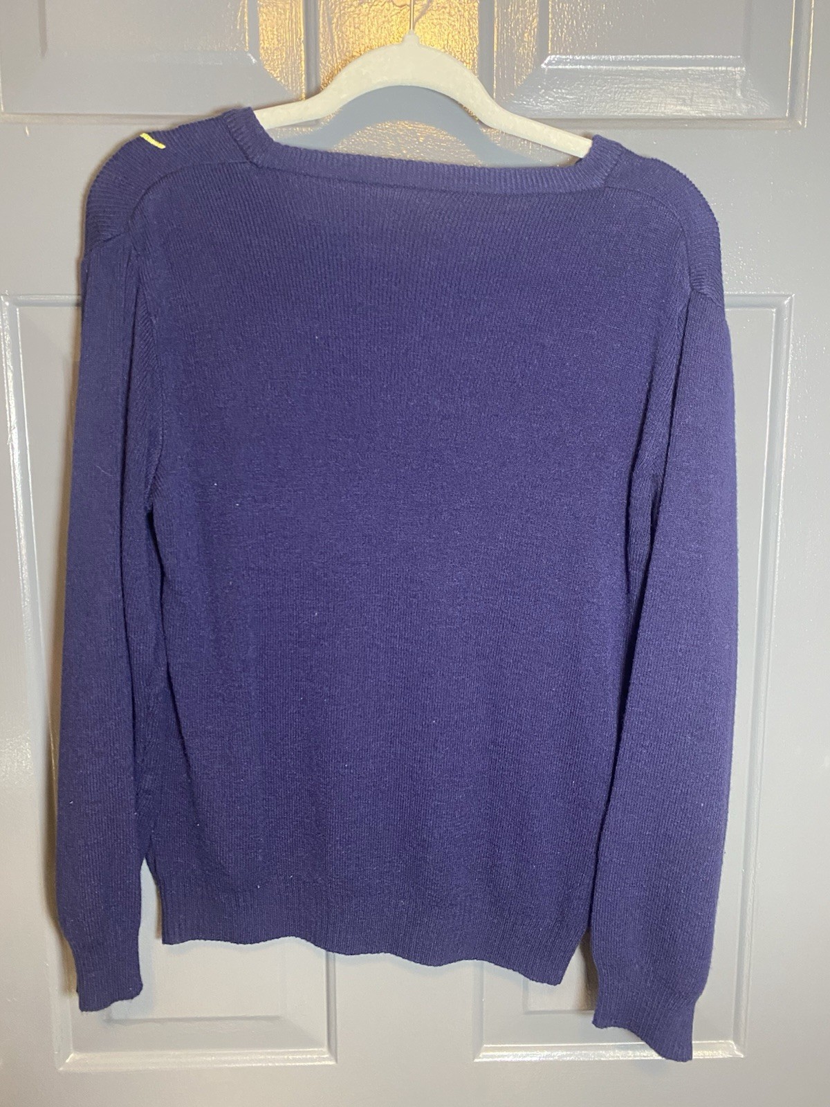 Vintage Women’s Bonnie Lee Leroy Blue Sweater Acrylic 70s Colorful Butterflies