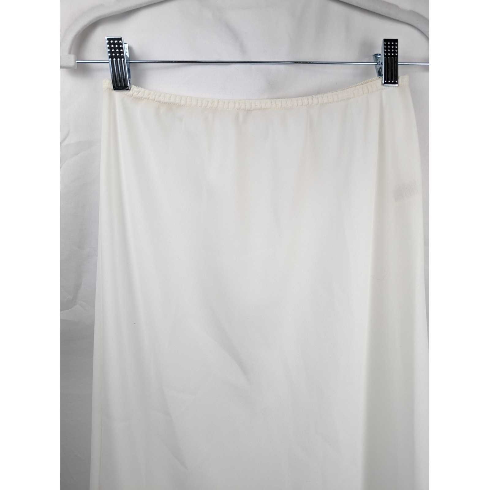 Vintage 80s Satin Lace Trim Half Slip 28″ Skirt Size M White Elastic Waist Retro