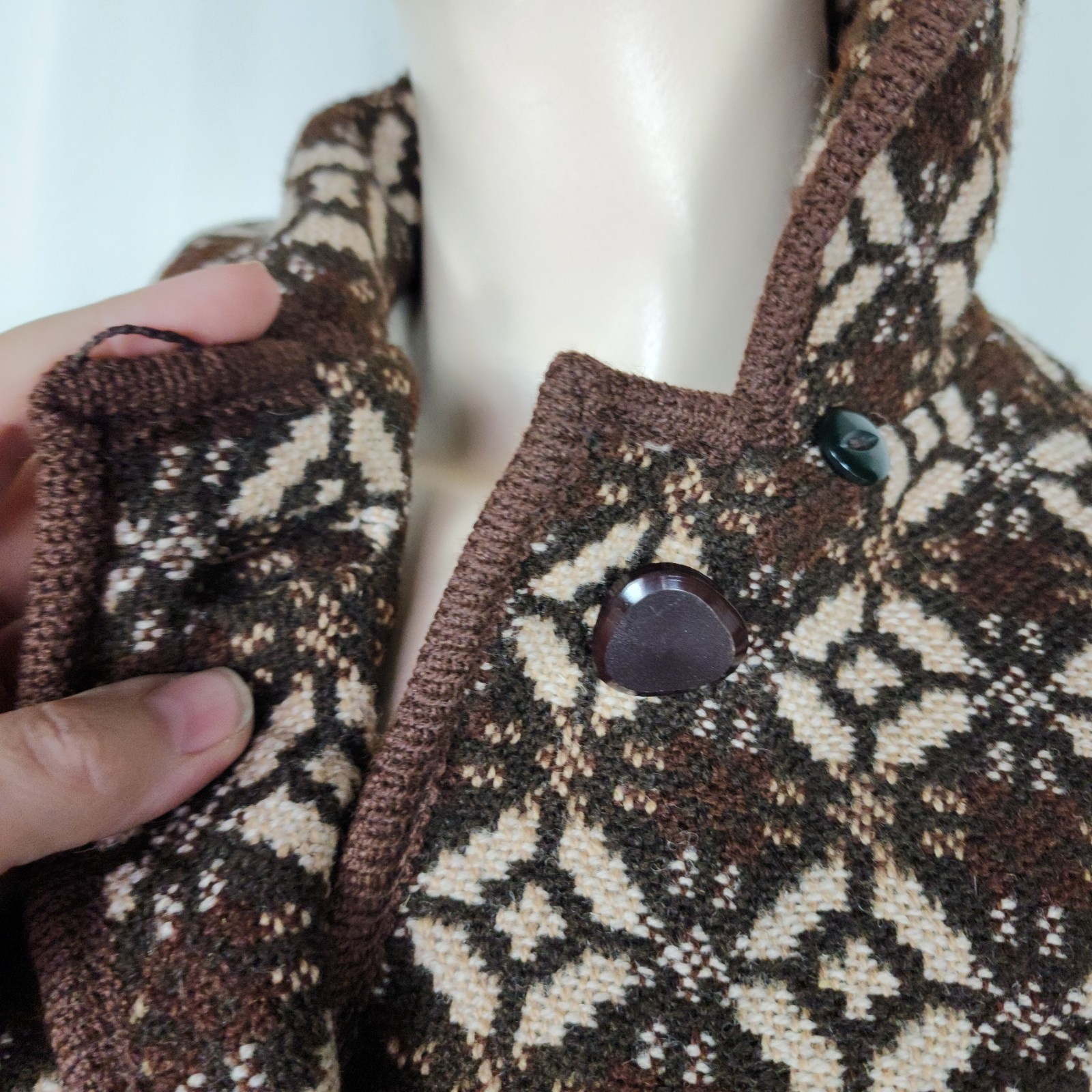 Vtg Welsh Woollens wool tapestry coat SM made in Great Britain Jon Ro