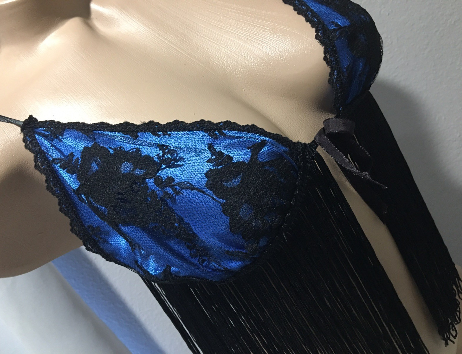 Vtg Fantasy Fringe Festival Nylon Bra Lingerie Top S USA