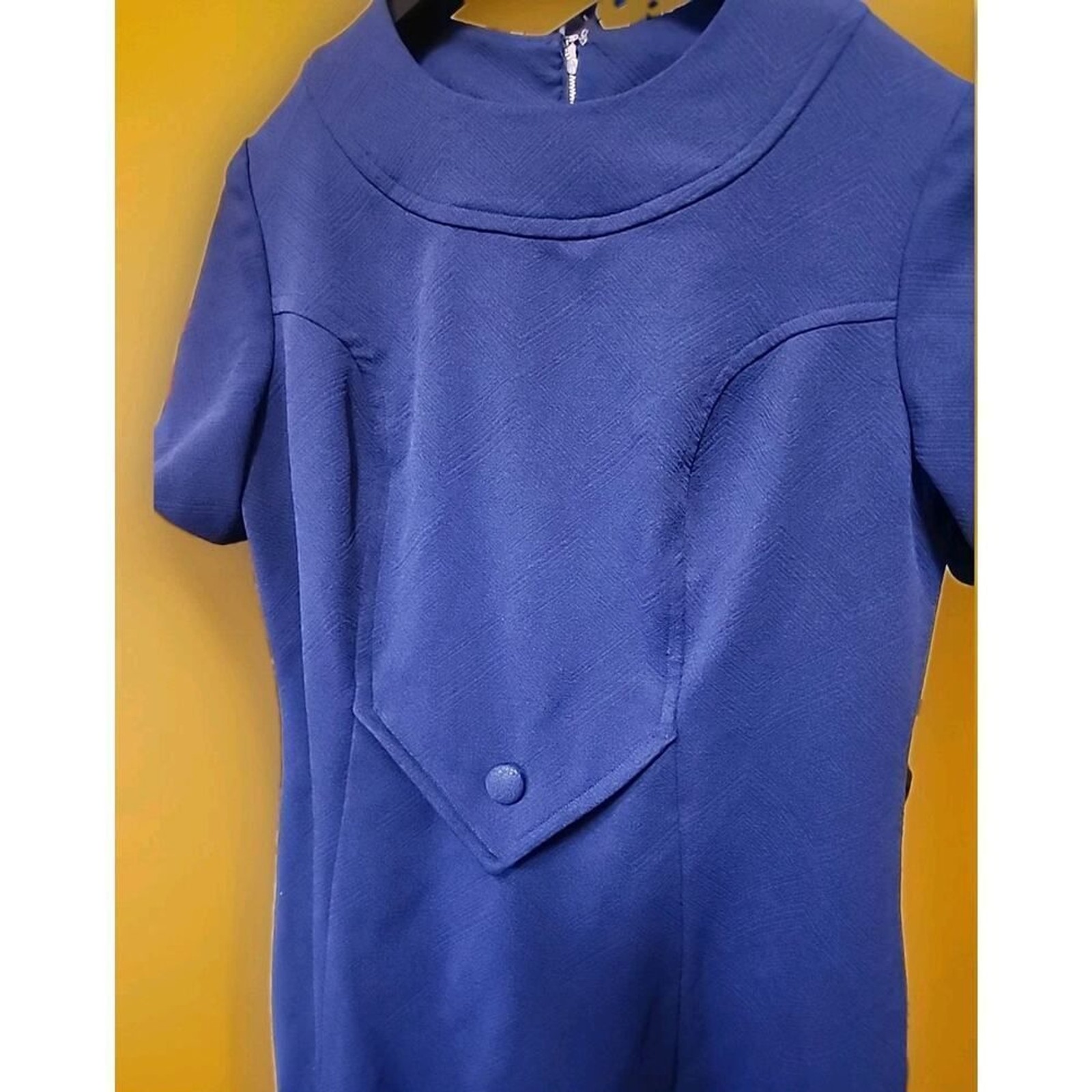 Vintage Blue Dress House Day Shift Midi Dress 60s Small A99 Madmen Cosplay Nice