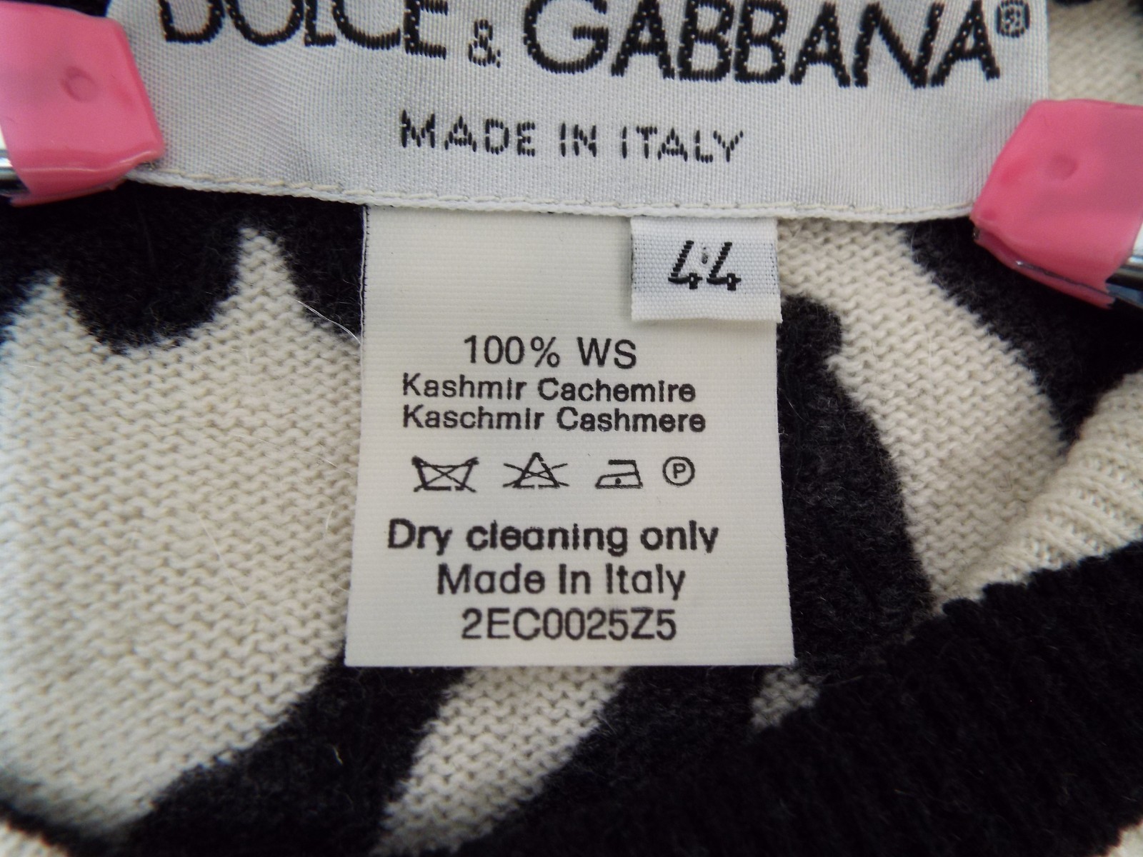 1990s Dolce & Gabbana Sequins Cashmere Zebra Sweater ITALY Size 44 Black & White